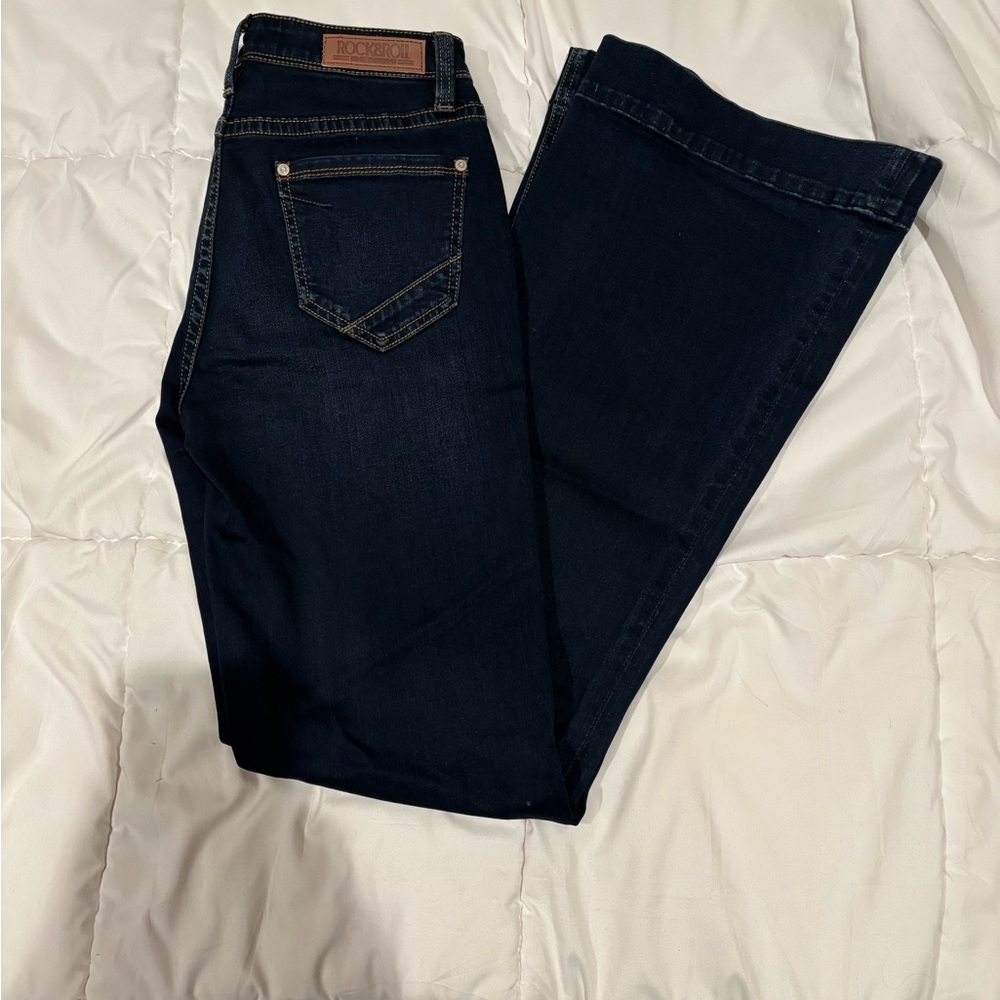 Rock & Roll Cowgirl Dark Blue Flare Jeans